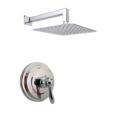 Lenova TPR215PC - 2Pc - Shower Set Includes: Shower Head Round 8'' Thermostatic/Pressure Valve Trim Kit - Square