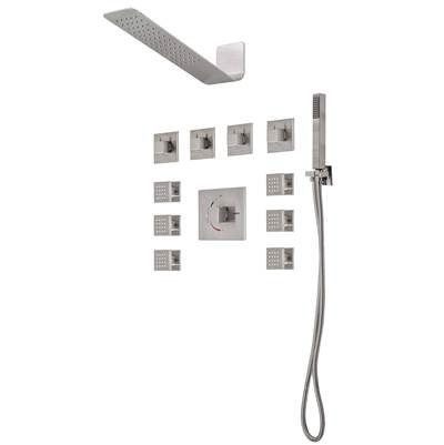 Lenova TPS102BN - 4Pc - Shower Set Includes: Shower Head Square 16'' X 4-3/4'' Thermostatic/Pressure Valve Trim Kit - Square