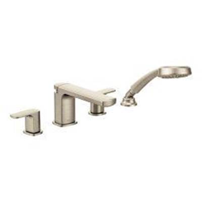 Moen T936BN - Rizon Brushed Nickel Two-Handle Low Arc Roman Tub Faucet Includes Hand Shower