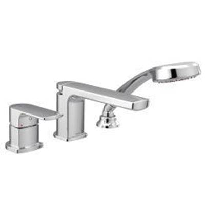 Moen T937 - Rizon Chrome One-Handle Low Arc Roman Tub Faucet Includes Hand Shower