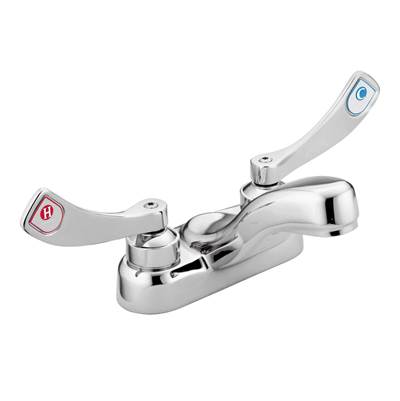 Moen 8215F03 - Commercial 4 In. Centerset 2-Handle 0.35 Gpm Vandal-Resistant Bathroom Faucet With Wristblade Handles In Chrome