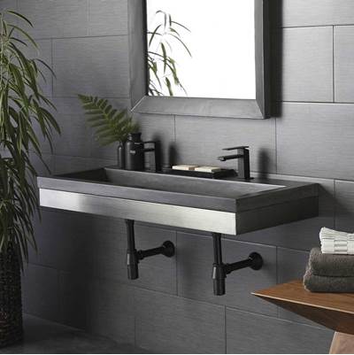 Native Trails VNS48S-NSL4819-S - 48'' Zaca Vanity Base With Nativestone Trough In Slate