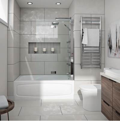 Neptune Entrepreneur 220188-000-001-102 - Juna 3260 Ifs Afr Acrylic Alcove Right-Hand Drain Bathtub In White