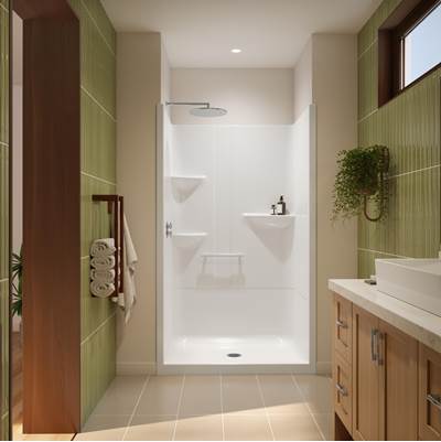 Neptune Entrepreneur 220375-000-001-221 - Astley Sh-4834 Acrylic Alcove Center Drain One-Piece Shower In White