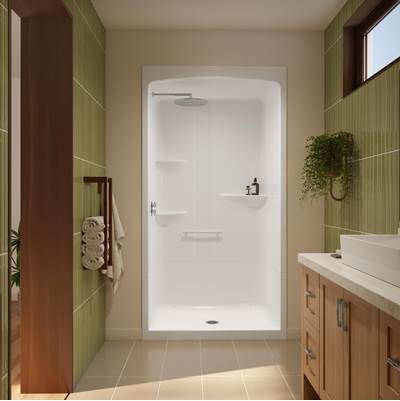 Neptune Entrepreneur 220376-000-001-222 - Astley Shr-4834 Acrylic Alcove Center Drain One-Piece Shower In White