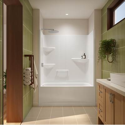 Neptune Entrepreneur 220369-000-001-222 - Astley Ts-6032 Acrylic Alcove Right-Hand Drain One-Piece Tub Shower In White