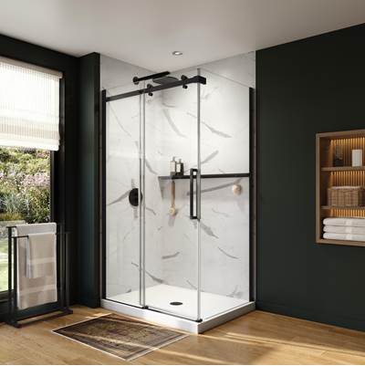 Neptune Entrepreneur 220296-900-340-000 - Axion 48 X 36 X 78 3/4 In. 8Mm Sliding Shower Door For Corner Installation With Clear Glass In Matte Black