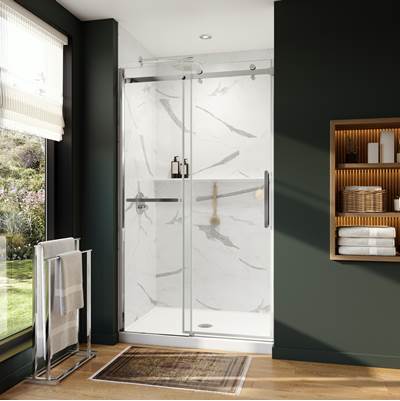 Neptune Entrepreneur 220288-900-084-000 - Axion 44 1/2-47 X 78 3/4 In. 8 Mm Sliding Shower Door With Towel Bar For Alcove Installation With Clear Glass In Chrome