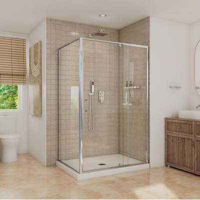 Neptune Entrepreneur 220336-900-084-000 - Belaya 48 X 36 X 72 In. 6Mm Pivot Shower Door For Corner Installation With Clear Glass In Chrome