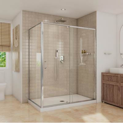 Neptune Entrepreneur 220338-900-084-000 - Belaya 60 X 36 X 72 In. 6Mm Pivot Shower Door For Corner Installation With Clear Glass In Chrome