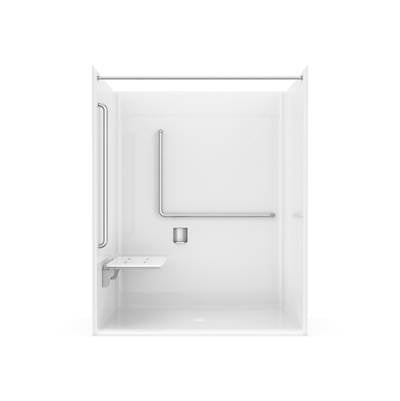 Neptune Entrepreneur 220377-000-002-225 - Banff Bfs-6036F - Nbc-Alberta Compliant Acrylxe Alcove Center Drain Shower In White With Left L-Shaped Phenolic Seat