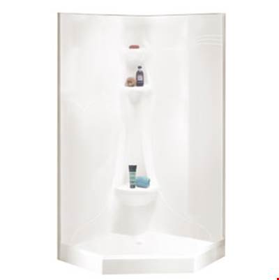 Neptune Entrepreneur 220166-000-001-000 - Saturne 3838 Neo-Angle Acrylic Corner One-Piece Shower With Center Drain In White