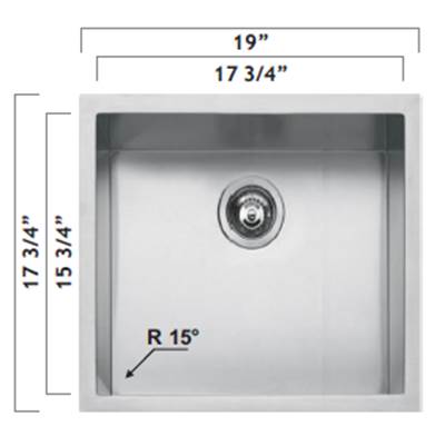 Oaks Kitchen & Bath 1X4540 - R15 18'' X16''X8'' Bowl