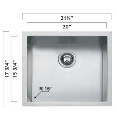 Oaks Kitchen & Bath 1X5040 - R15 20 ''X16'' Bowl Undermount