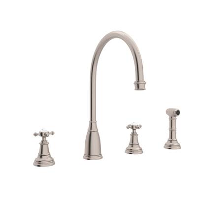Perrin & Rowe U.4735X-STN-2 - Georgian Era™ Two Handle Kitchen Faucet With Side Spray