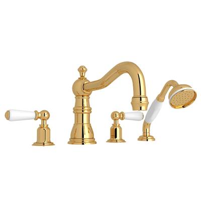 Perrin & Rowe U.3745L-EG - Edwardian™ 4-Hole Deck Mount Tub Filler With Column Spout