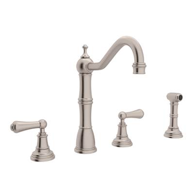 Perrin & Rowe U.4776L-STN-2 - Edwardian™ Two Handle Kitchen Faucet With Side Spray