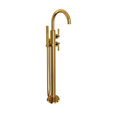 Perrin & Rowe U.3990LS-ULB/TO - Holbornโข Single Hole Floor Mount Tub Filler Trim With C-Spout