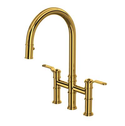 Perrin & Rowe U.4549HT-ULB-2 - Armstrong™ Pull-Down Bridge Kitchen Faucet With C-Spout