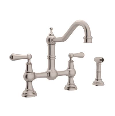 Perrin & Rowe U.4756L-STN-2 - Edwardian™ Bridge Kitchen Faucet With Side Spray