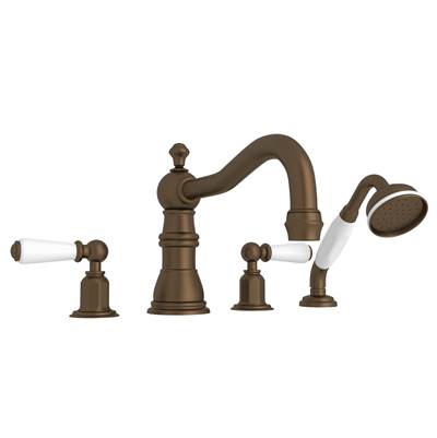 Perrin & Rowe U.3745L-EB - Edwardian™ 4-Hole Deck Mount Tub Filler With Column Spout