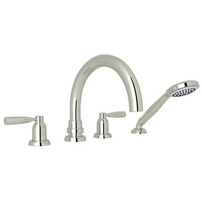 Perrin & Rowe U.3975LS-PN - Holborn™ 4-Hole Deck Mount Tub Filler With C-Spout