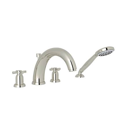 Perrin & Rowe U.3849X-PN - Holborn™ 4-Hole Deck Mount Tub Filler With U-Spout
