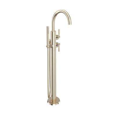 Perrin & Rowe U.3990LS-STN/TO - Holbornโข Single Hole Floor Mount Tub Filler Trim With C-Spout