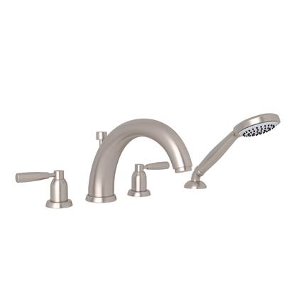 Perrin & Rowe U.3848LS-STN - Holbornโข 4-Hole Deck Mount Tub Filler With U-Spout