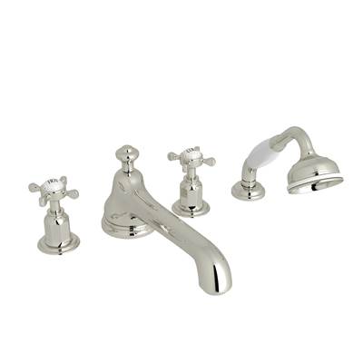 Perrin & Rowe U.3738X-PN - Edwardian™ 4-Hole Deck Mount Tub Filler With Low Spout