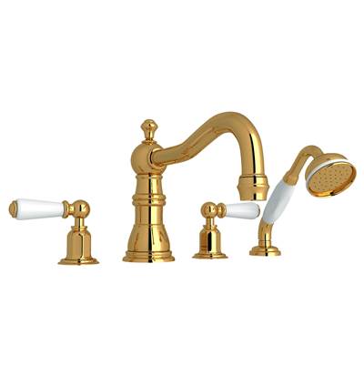 Perrin & Rowe U.3745L-ULB - Edwardian™ 4-Hole Deck Mount Tub Filler With Column Spout