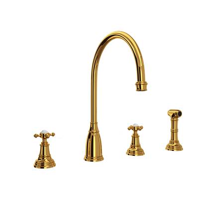 Perrin & Rowe U.4735X-ULB-2 - Georgian Era™ Two Handle Kitchen Faucet With Side Spray