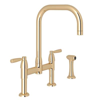 Perrin & Rowe U.4279LS-EG-2 - Holbornโข Bridge Kitchen Faucet With U-Spout and Side Spray