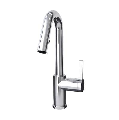Rubi RLO91D2EJCC - Loft Kitchen Faucet Round Body ''J'' Spout 2 Jets Hand Spray Chrome