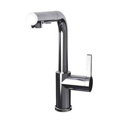Rubi RLO91D2ELCC - Loft Kitchen Faucet Round Body ''L'' Spout 2 Jets Hand Spray Chrome