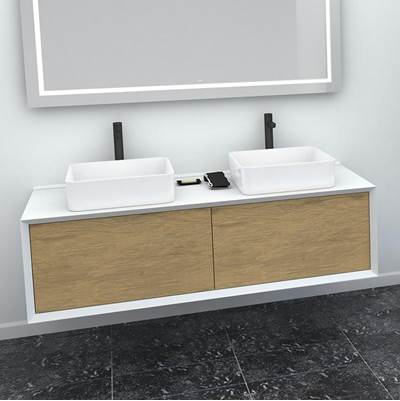 Rubi RTO1400VAMBLO - Marea Vanity Mbl Sides And Oak Fronts