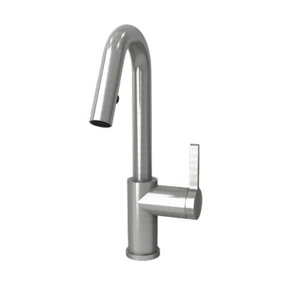 Rubi RLO91D2EJIX - Loft Kitchen Faucet Round Body ''J'' Spout 2 Jets Hand Spray Ss
