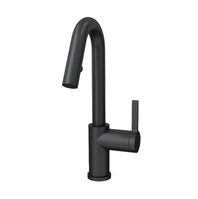 Rubi RLO91D2EJBK - Loft Kitchen Faucet Round Body ''J'' Spout 2 Jets Hand Spray Matte Black