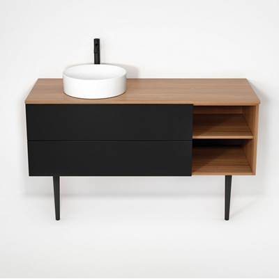 Rubi RHS1400LKV01NO-MBK - Haus Cabinet/Laminate Top/Cone Legs Set No+Mbk