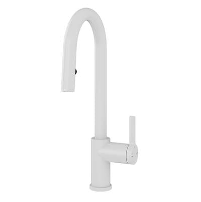 Rubi RLO91D2EUWH - Loft Kitchen Faucet Round Body ''U'' Spout 2 Jets Hand Spray Matte White