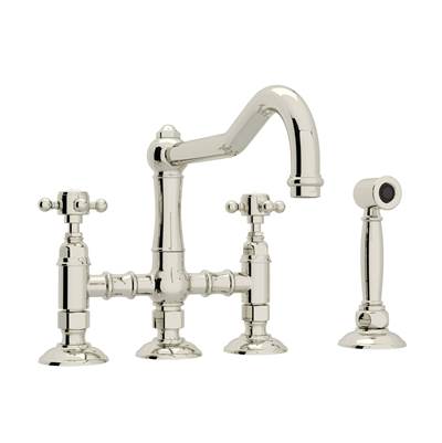 Rohl A1458XMWSPN-2 - Acqui® Bridge Kitchen Faucet With Side Spray