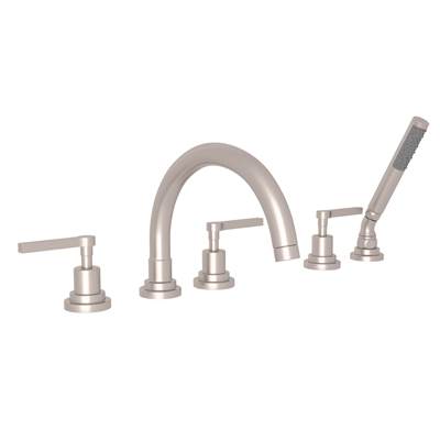 Rohl A2214LMSTN - Lombardia® 5-Hole Deck Mount Tub Filler With C-Spout