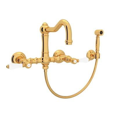 Rohl A1456LPWSIB-2 - Acqui® Wall Mount Bridge Kitchen Faucet With Sidespray And Column Spout