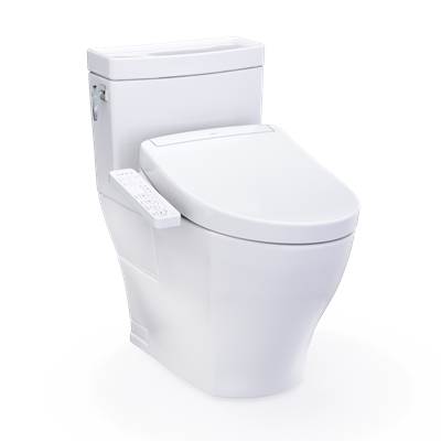 Toto MW6263346CEFG#01 - WASHLET+ Aimes One-Piece Elongated 1.28 GPF Toilet and WASHLET S2 Bidet Seat, Cotton White