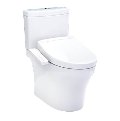 Toto MW4463346CEMFGN#01 - WASHLET+ Aquia IV Two-Piece Elongated Universal Height Dual Flush 1.28 and 0.9 GPF Toilet and WASHLET S2 Bidet Seat, Cotton White
