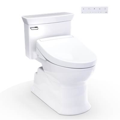 Toto MW9643446CEFG#01 - WASHLET+ Soir1/2e Elongated 1.28 GPF Universal Height Toilet with S5 Bidet Seat, Cotton White
