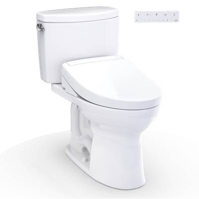 Toto MW4543446CEFG#01 - WASHLET+ Drake II Two-Piece Elongated 1.28 GPF Toilet and WASHLET+ S5 Bidet Seat, Cotton White