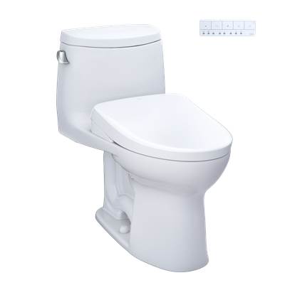 Toto MW6044726CEFG#01 - WASHLET+ UltraMax II One-Piece Elongated 1.28 GPF Toilet and WASHLET+ S7 Contemporary Bidet Seat, Cotton White