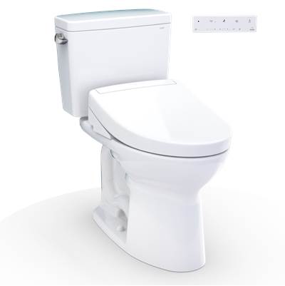 Toto MW7763446CEFG#01 - Drake WASHLET+ Two-Piece Elongated 1.28 GPF Universal Height TORNADO FLUSH Toilet with S5 Bidet Seat, Cotton White