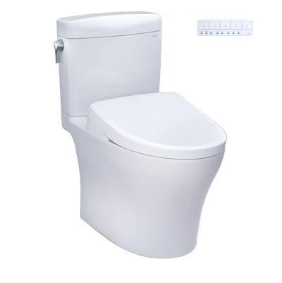 Toto MW4364726CEMFGN#01 - WASHLET+ Aquia IV Cube Two-Piece Elongated Dual Flush 1.28 and 0.9 GPF Toilet with S7 Contemporary Bidet Seat, Cotton White